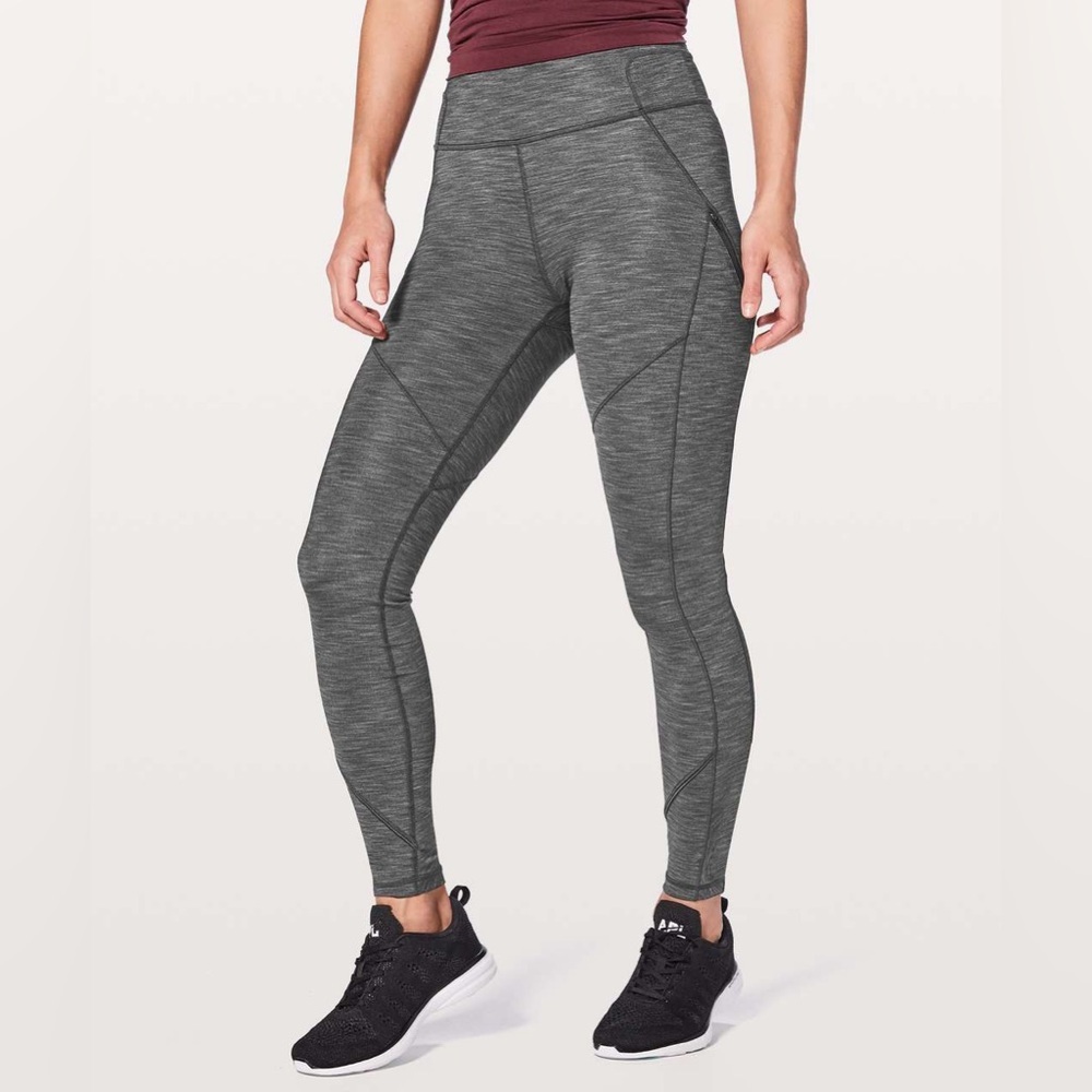 Lululemon Rain-On Train-On Tight Leggings-Heathered Black-Size 8